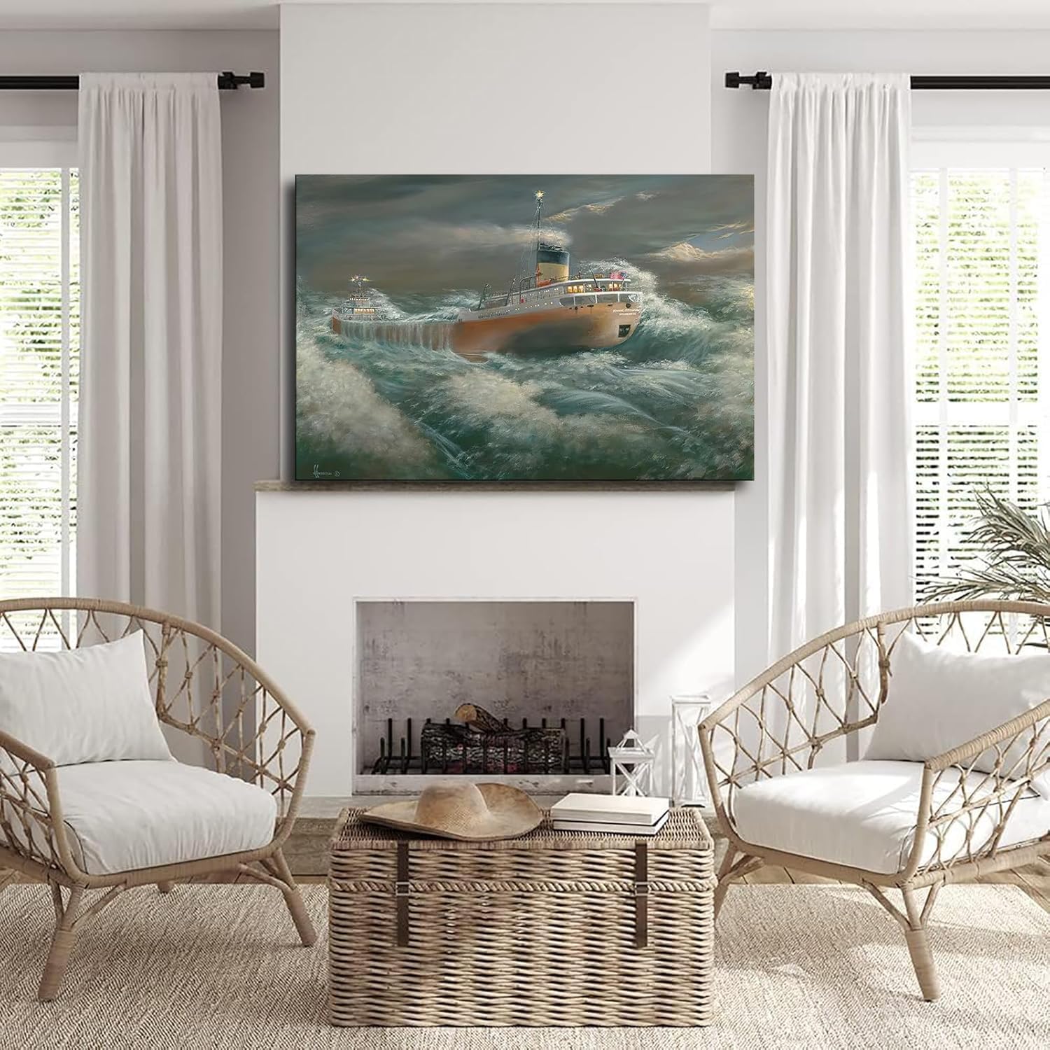 Edmund Fitzgerald Lost at Sea – Maritime Disaster Canvas Print for Home & Office (Poster Unframed, 12x18 inch)
